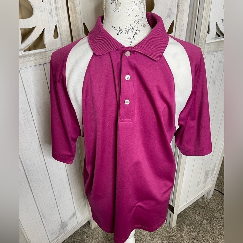 Greg Norman Tasso Elba Play Dry Men's Purple Short Sleeve Golf Polo Shirt Medium